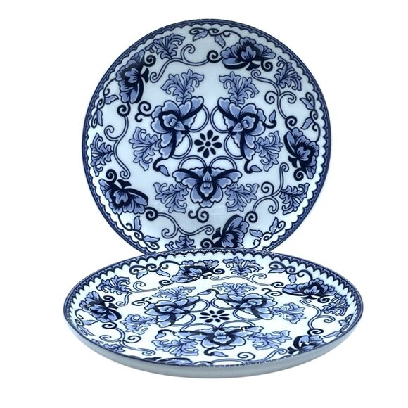 Set of 2 Fortessa Fortaluxe 6” Indigo Floral Bread & Butter Plates - MINT - Picture 4 of 7